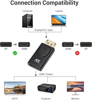 4K naar HDMI adapter, DP naar HDMI adapter mannelijk naar vrouwelijk verguld 2K 3D 60Hz voor HP, HDTV, projector, desktop etc.