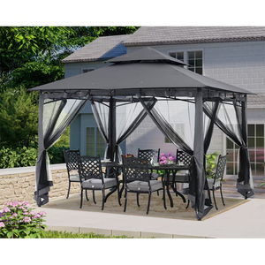 ABCCANOPY Carpa de Jardín Outsunny, con Lateral de Lona, Poliéster, 3x3m, Beige, Sombrilla para Jardín Outsunny - Product Image 1