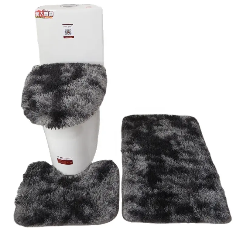 Plush Toilet 3 Pieces Set Non-Slip Comfortable Bath tub Mats foot Absorbent Premium Toilet Bath Bathroom faux Rugs Mat