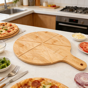 Tabla Redonda de Bambú para Servir y Cortar <span class=keywords><strong>Pizza</strong></span> - Product Image 1