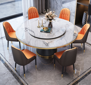 Juego de Mesa de Comedor Redonda Moderna de <span class=keywords><strong>Madera</strong></span> Sólida con Lazy Susan y 6 Sillas para Uso en el Hogar y Hoteles - Product Image 5