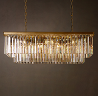 Lustre rectangulaire créatif de style designer de luxe en cristal, luminaire suspendu en laiton pour villa, salon, hall d'hôtel