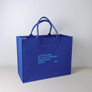 Sac fourre-tout carré moderne en feutre PET personnalisé, écologique, pour le shopping, cadeau promotionnel, bleu – Grande Vente - Product Image 2