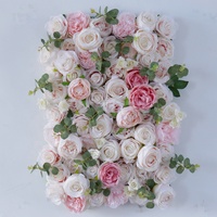 Toile de fond florale artificielle A-151, panneaux muraux 3D en roses, mur de fleurs rose vif