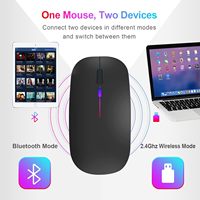 Ratón Inalámbrico Bluetooth Recargable con Retroiluminación LED, Modo Dual BT 5.0+ 2.4GHz, Silencioso y Delgado, para Computadora Portátil, Apple MacBook