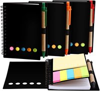 Carnet à spirales Kraft personnalisé avec logo, 4 packs, ligné, avec porte-stylo et notes adhésives, pour cadeau promotionnel d'entreprise