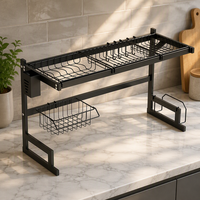 Étagère à vaisselle réglable pour évier, organisateur de vaisselle multi-niveaux pour l'organisation des bols et assiettes dans la cuisine
