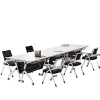 Nouvelles tables d'entraînement pliables minimalistes blanches pour les établissements d'enseignement, usage bureautique, tables longues, bureaux modulaires mobiles