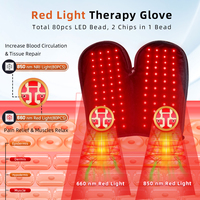 Gant de luminothérapie rouge pour les mains 660nm 850nm LED Chauffant Vibrant Masseur de mains sans fil Rechargeable pour la maison et le bureau