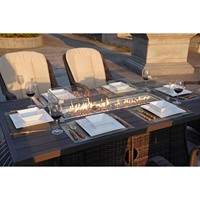 Ensemble de table à manger de jardin d'extérieur de style moderne en aluminium avec foyer, double couche de sling pour hôtel, cour, vacances