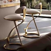 Moderner goldener drehbarer Barhocker mit gepolsterter grauer Samts itz lehne Ergonomisches Design Hochbar stuhl