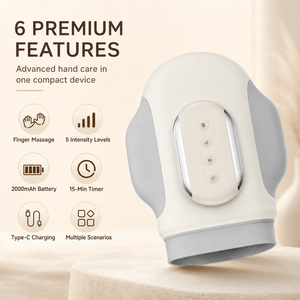 Masseur de mains électrique sans fil, style gant, airbag, 5 niveaux d'intensité, chauffage, rechargeable sans fil - Product Image 2