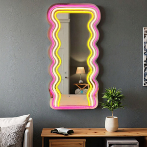 Hiện Đại Lượn Sóng Gương Neon Dấu Hiệu Cho Tường Trang Trí Nội Thất Thay Đổi Độ Sáng Đèn Neon Treo Tường Không Thường Xuyên Trang Trí Gương Quà Tặng Cho Cô Gái - Product Image 2