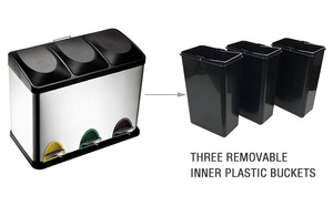 <span class=keywords><strong>Cubo</strong></span> de <span class=keywords><strong>Basura</strong></span> Cuadrado de Acero Inoxidable de 36L con <span class=keywords><strong>Doble</strong></span> Pedal para Reciclaje - Product Image 6