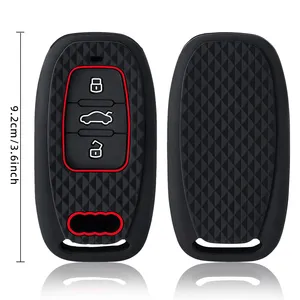 Étui portefeuille en silicone chaud pour clé de voiture télécommandée <span class=keywords><strong>Audi</strong></span> Q7 A6 C7 A1 A5 A4 B9 A3 A6 C5 Q5, 3 boutons, accessoires sans clé - Product Image 6