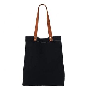 Sac fourre-tout en toile imprimée avec logo personnalisé, nouveau design, couleur coton, poignées marron, sac à bandoulière tendance, poignée en cuir - Product Image 4
