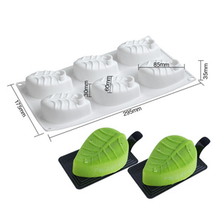 Moule à gâteau en silicone en forme de feuille à 6 cavités, facile à démouler, pour desserts faits maison - Product Image 2