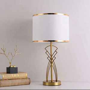 Modern Metal Coastal Table Lamp Beige Fabric <b>Drum</b> <b>Shade</b> E27 LED Warm White <b>Light</b> Bedroom Decorative Lighting AC 110V - Product Image 2