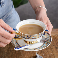 Tasse à café en porcelaine fine britannique de luxe avec bordure dorée, tasse à thé en céramique personnalisée, mug, fournitures pour restaurants et cafés, décoration intérieure, fourniture d'usine