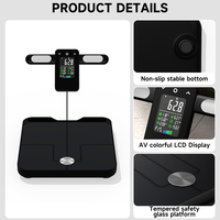 Báscula Digital de Alta Precisión de 180 kg con Pantalla LCD a Color, Báscula Inteligente de Grasa Corporal con 8 Electrodos