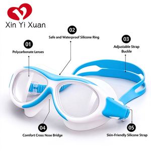 Gafas de Natación para Niños xinyixuan, Antivaho, Protección UV, Ajustables, de Silicona, Montura Grande, para Entrenamiento en Piscina - Product Image 2