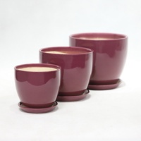 Ensemble de pots de fleurs en céramique, couleur prune glacée, style moderne minimaliste, écologiques, pour plantes d'intérieur/extérieur, pour la maison et le jardin
