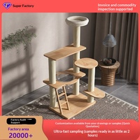Arbre à chat tout-en-un en bois massif pour la vente en gros transfrontalière, avec lit pour chat, plateforme de saut, griffoir, capsule spatiale et jouet d'escalade pour animaux de compagnie