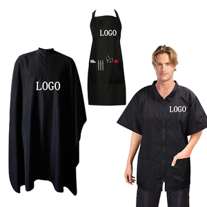 Delantal de Barbero Impermeable de Poliéster Cómodo con Logotipo Personalizado, Bata de Peluquería para Corte de Cabello, Capa de Salón Negra - Product Image 6