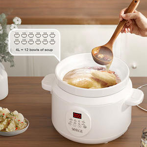 Cuisinière à mijoter électrique programmable Sorge avec couvercle en verre trempé, pot extérieur en plastique, capacité de 4 litres, contrôle numérique du minuterie, classe d'efficacité énergétique - Product Image 2