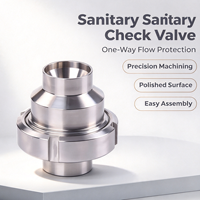Vanne de contrôle unidirectionnelle en acier inoxydable sanitaire SS304 DN50 avec extrémité union SMS et extrémité soudée, joint en silicone EPDM FKM