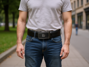 Cintura da uomo 4 cm 125 cm Nera con fibbia automatica in acrilico Stile casual Durevole Modellata in un unico pezzo - Product Image 2