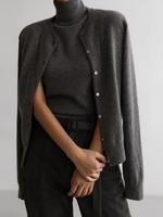 Ensemble de pulls tricotés pour femmes d'hiver, pull sans manches à col haut tendance + cardigan à manches longues