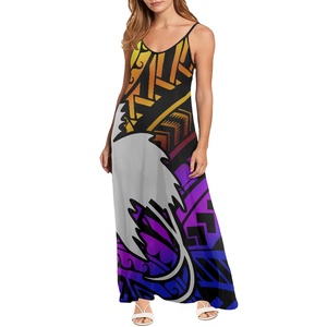 Imprimir bajo demanda Papua Nueva Guinea Slip Maxi vestido Bird of Paradise Beach vestidos mujeres verano Sexy elegante Casual cuello en V vestidos - Product Image 3