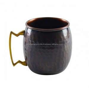 Mug à bière Moscow Mule en cuivre pur de 18 oz, fabriqué à la main, avec poignée en laiton, design minimaliste écologique, excellent cadeau pour les mariages - Product Image 2