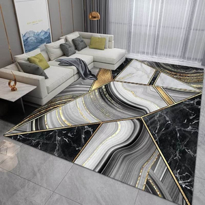 <span class=keywords><strong>Tappeto</strong></span> Moderno di Lusso Astratto Blu e Oro, Antiscivolo, Lavabile, Morbido, Grande, per Soggiorno e Arredamento Casa - Product Image 2