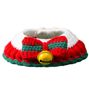 डू पालतू पालतू कुत्ते बिल्ली के कॉलर हाथ से बने हुए कॉलर के साथ धनुष टाई हुए ऊनी स्कार्फ प्यारा पालतू कॉलर - Product Image 5