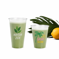Gobelets à café en plastique PET avec couvercles plats, anti-fuite, transparents, pour boissons froides, café glacé, smoothie, bubble tea, 16 oz