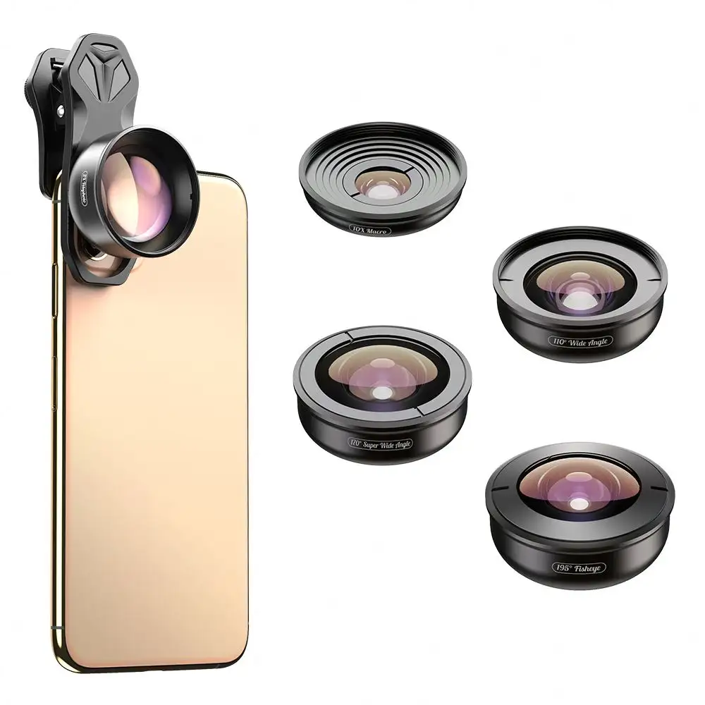 Объектив для камеры Apexel Selfie Pro HD, Профессиональный широкоугольный макрообъектив «рыбий глаз», телескоп для путешествий, комплект объективов для смартфона 5 в 1
