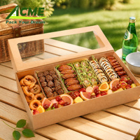 Picknick Catering Party Kraftpapier-Box mit Klarsichtfenster Sushi Sandwich Obst Salat Brathähnchen Takeaway Essensboxen Großhandel
