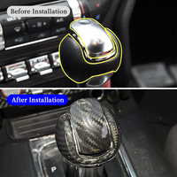 Pour Ford Mustang 2015 à 2020, véritable fibre de carbone sèche, pommeau de levier de vitesses de voiture, garniture de tête, accessoires de protection intérieure de voiture