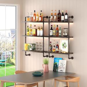 Estante Industrial <span class=keywords><strong>de</strong></span> 3 Niveles con Tubos, Estantes Flotantes <span class=keywords><strong>de</strong></span> Madera Rústica, Estantería <span class=keywords><strong>de</strong></span> Pared para Libros, Estante <span class=keywords><strong>de</strong></span> Almacenamiento para Artículos Diversos para <span class=keywords><strong>Cocina</strong></span> - Product Image 6