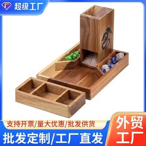 Boîte de rangement pour dés en bois, 9x6,2x2,3 pouces, multi-compartiments, durable, pour jeux de table - Product Image 3