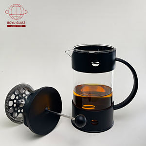 Cafetière française écologique brise-thé en verre avec tasse à main filtre à pression pour café et thé - Product Image 4