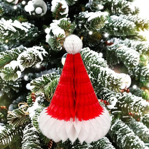 Santa Hat Christmas Tree Ornament <b>Red</b> White Classic Style Plastic Decor 12 Inch Holiday Decoration - Product Image 1
