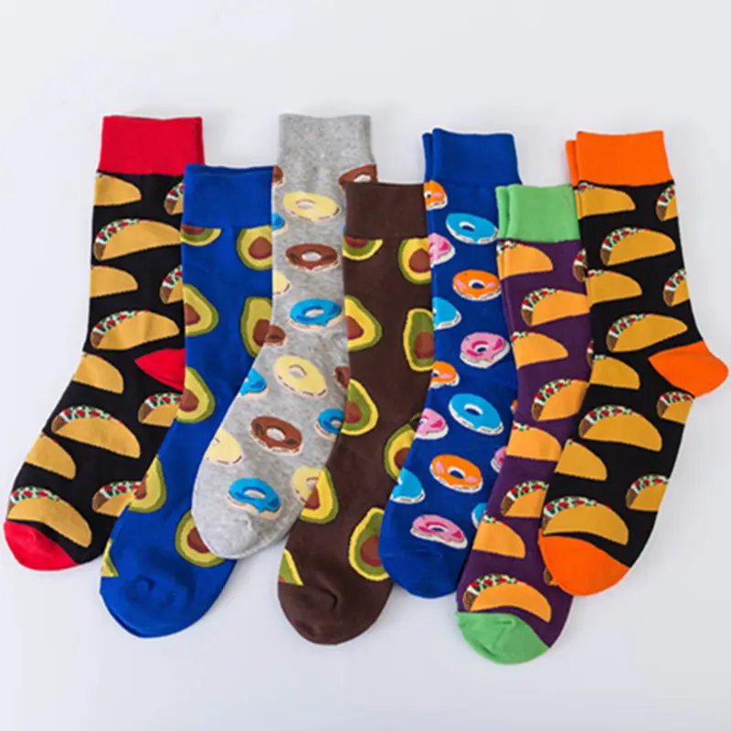 Mode lustige bunte Kleider socken Calzini Food Hamburg/Pizza bedruckte Socken Männer Frauen Neuheit Kreative Crazy Design Socken