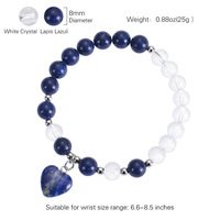 8mm Turquoise Jade Perles Bracelet Lapis Lazuli Pierre Femmes Guérison Cristal Amour Coeur Charme Pendentif Cadeau Stretch Ball Motif