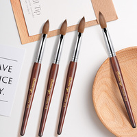 Brosse à ongles professionnelle avec manche en bois, en vrac, personnalisable, en acrylique, 100% Kolinsky # 10 # 12 # 14 # 16 # 18