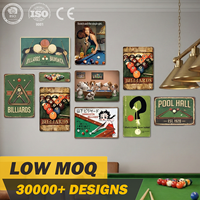 Poster Dekorasi Dinding Logam Berlapis Khusus, Desain Vintage, MOQ Rendah, untuk Bar, Ruang Pria, Papan Logam