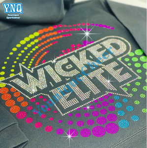 عينة مجانية الهتاف بلينغ الإصلاح الساخن مخصص حجر الراين نقل الحرارة تصميم الحديد على تي شيرت - Product Image 2