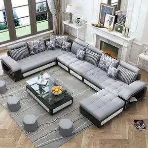 Bộ Sofa Hoàng Gia Hiện Đại Hình Chữ L Hoặc Hình Chữ U Kiểu Bắc Âu Bộ Sofa Vải Kiêm Giường Sofa Phòng Khách